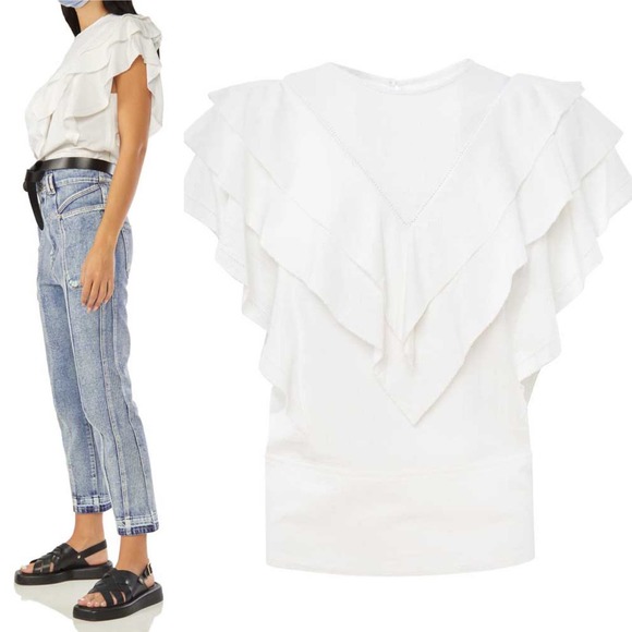 Etoile Isabel Marant Heaven Ruffle Top Size 8 - Picture 1 of 12